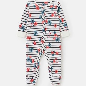 Joules striped floral footed sleeper